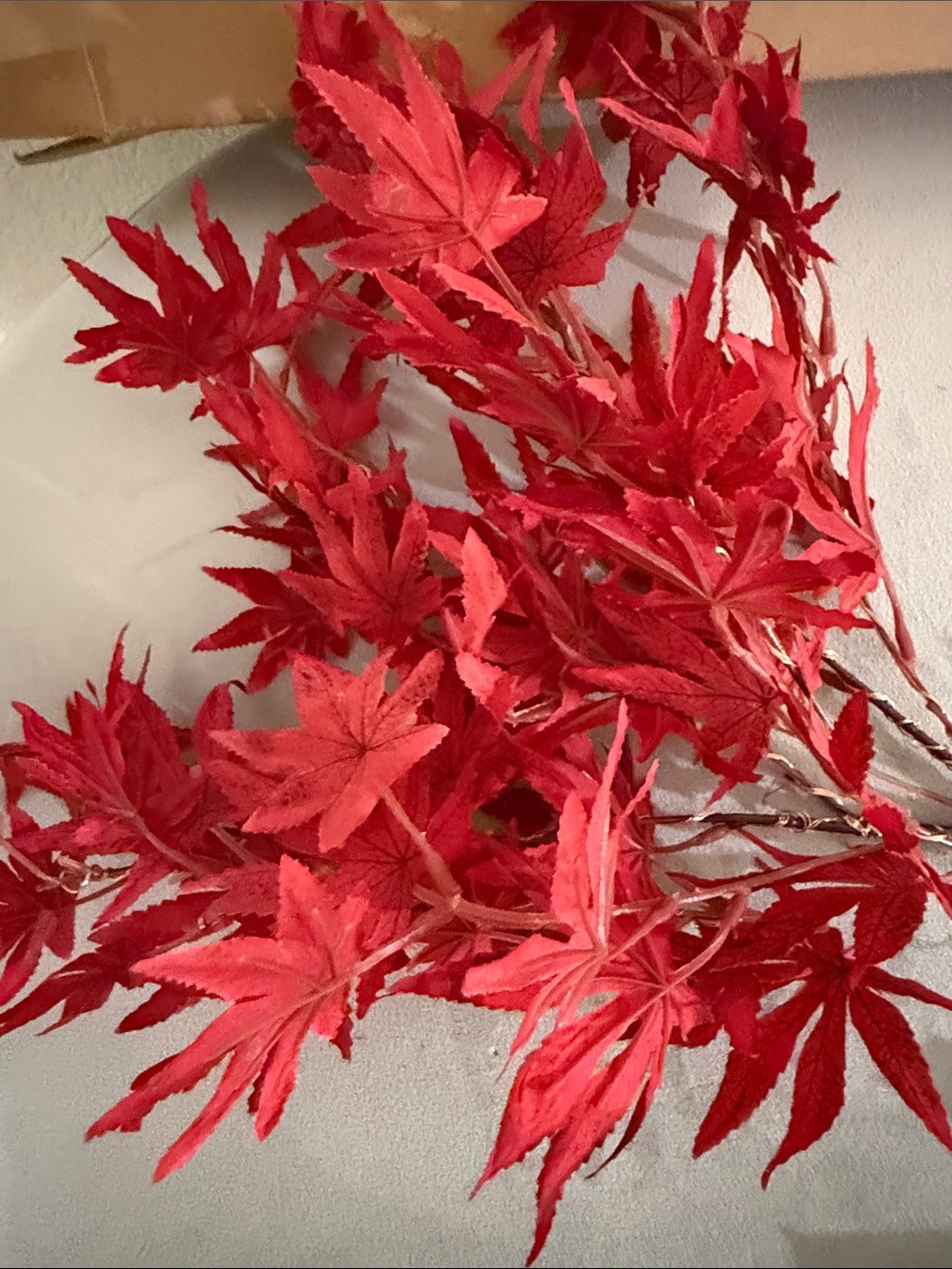 Lighted Red Artificial Maple Leaf Branches - Home Holiday Decor